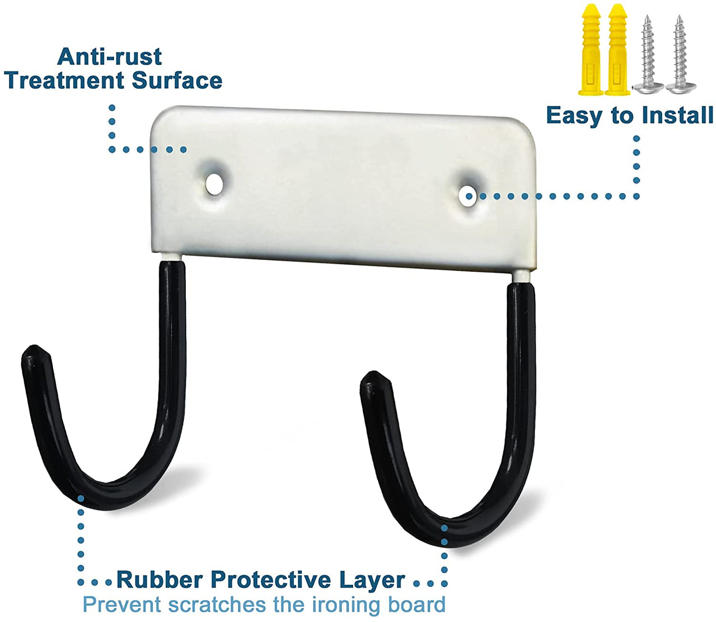 EastKing Ironing Board Hanger, Wall Mount Ironing Board Holder,Durable Ironing Board Hook,Ironing Board Storage Organizer(Silver Black)