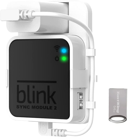64GB USB Flash Drive and Outlet Mount for Blink Sync Module2,Simple Mount Bracket Holder and Local Video Storage for Blink Outdoor Blink Indoor Home Security Camera,Without Messy Wires or Screws