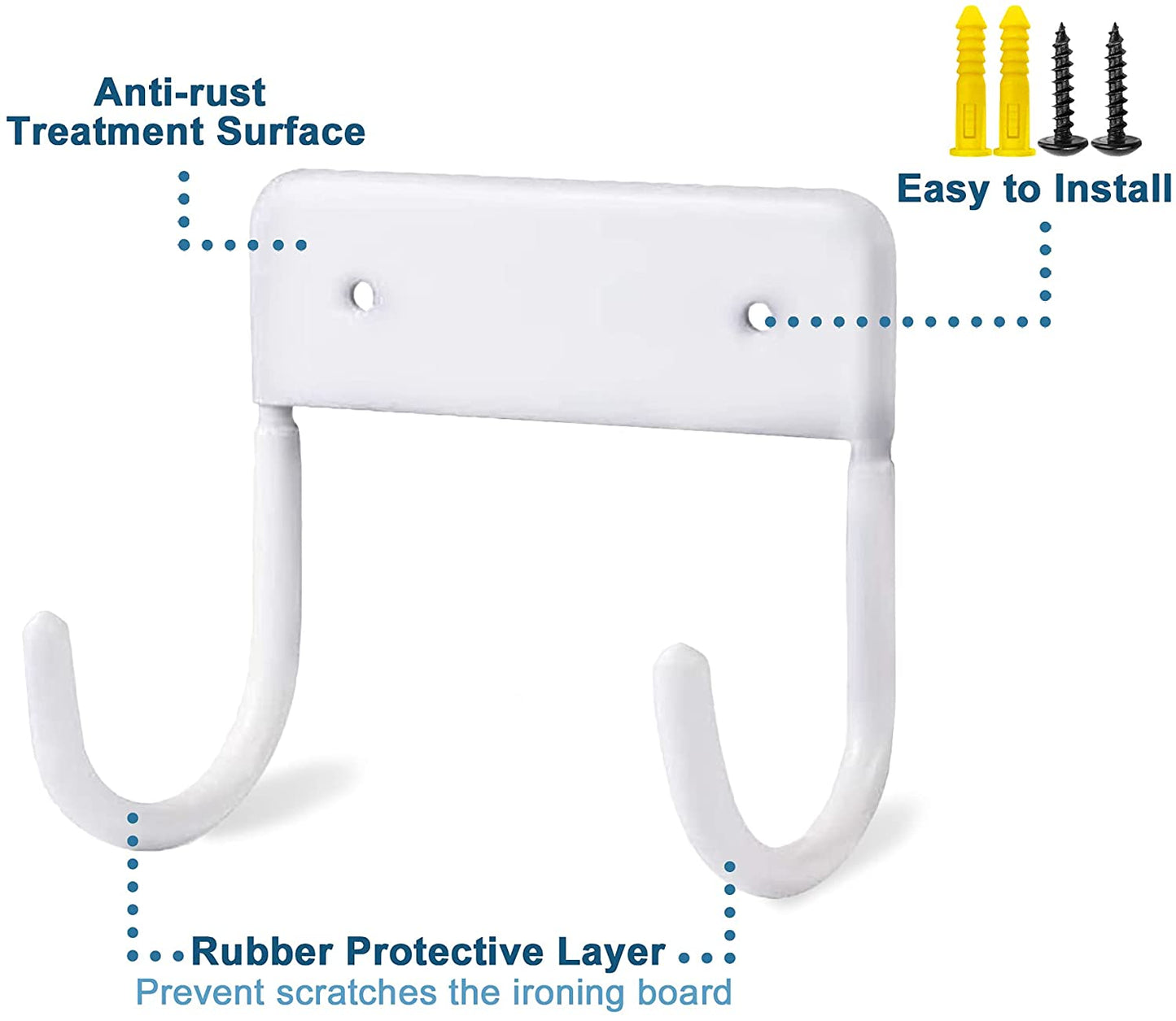 EastKing Ironing Board Hanger, Wall Mount Ironing Board Holder,Durable Ironing Board Hook,Ironing Board Storage Organizer(White)