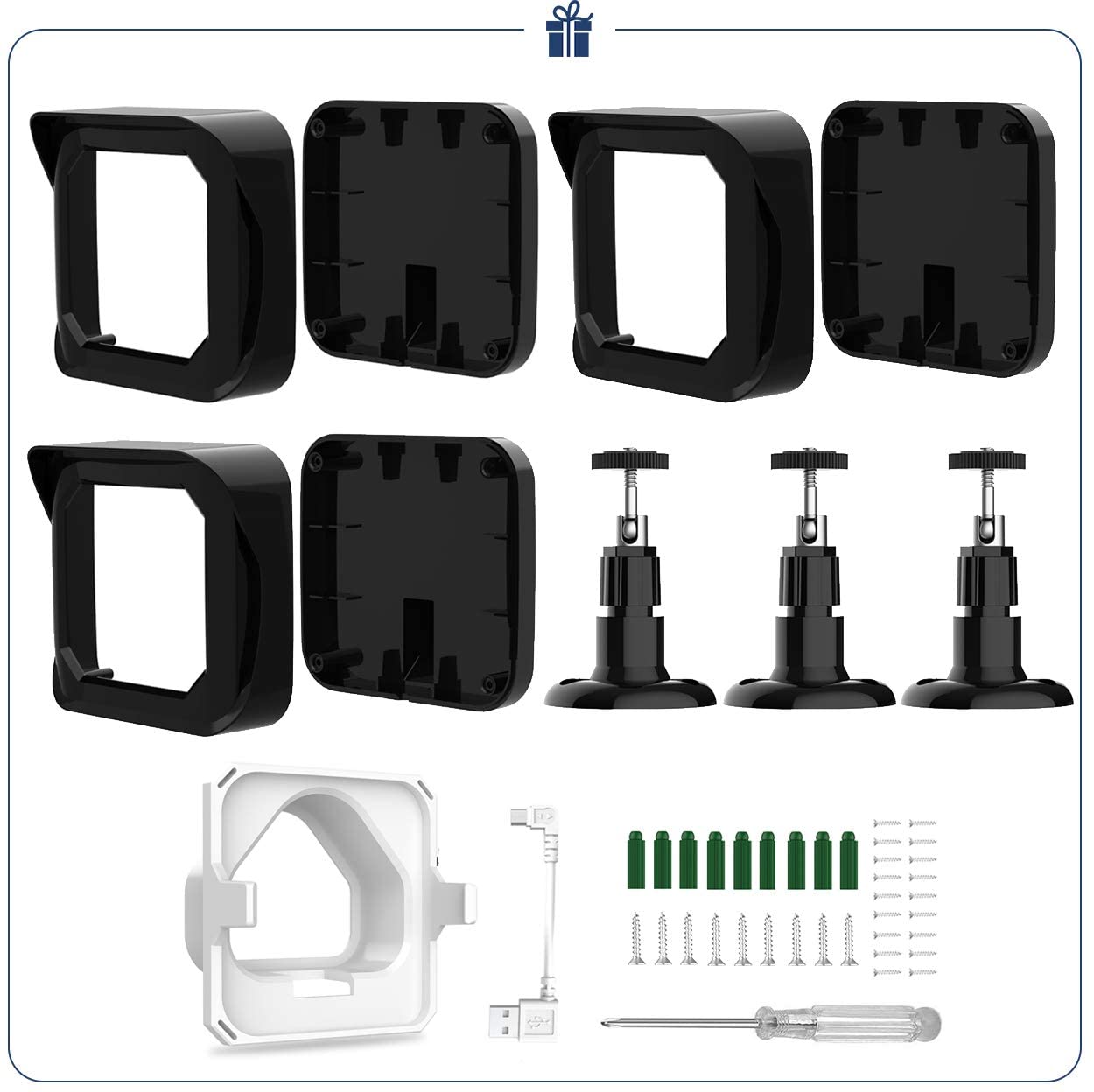 Blink Camera Mount, 3 Pack Plastic Cover/Bracket with Blink Sync Module Outlet Wall Mount for Blink Outdoor/Indoor Cameras Security System (Blink 3+1)