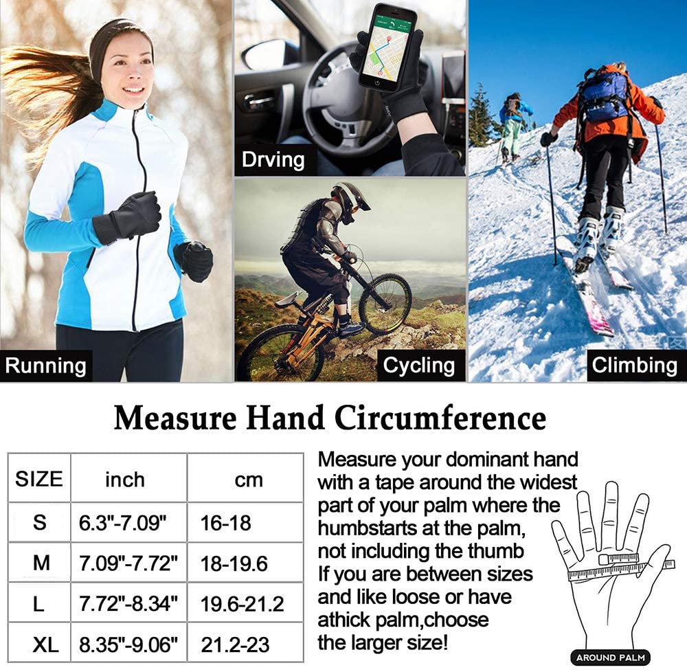EastKing Lightweight Winter Gloves, Warm Water Resistant Touch Screen Gloves for Walking,Riding,Cycling,Running and Driving