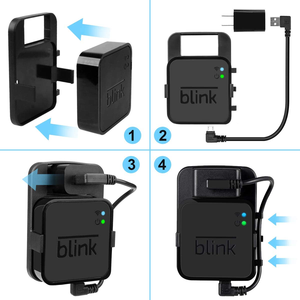 Outlet Wall Mount for Blink Sync Module2,Simple Mount Bracket Holder for All-New Blink Outdoor Blink Indoor Home Security Camera with Easy Mount Short Cable and No Messy Wires or Screws (Black)