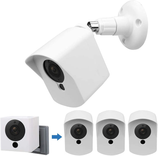 Neos SmartCam Wall Mount Bracket,Full Protective Weather Proof 360 Degree Adjustable Outdoor Indoor Mount and Cover Case for Wyze Cam V2 / Neos SmartCam（3Pack,White)