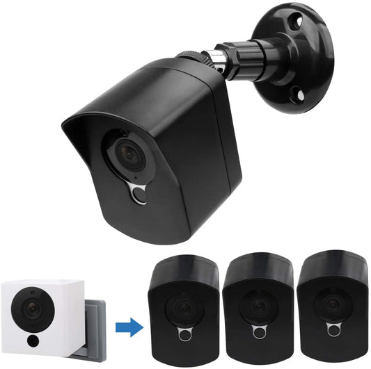 Neos SmartCam Wall Mount Bracket,Full Protective Weather Proof 360 Degree Adjustable Outdoor Indoor Mount and Cover Case for Wyze Cam V2 / Neos SmartCam (3 Pack, Black)