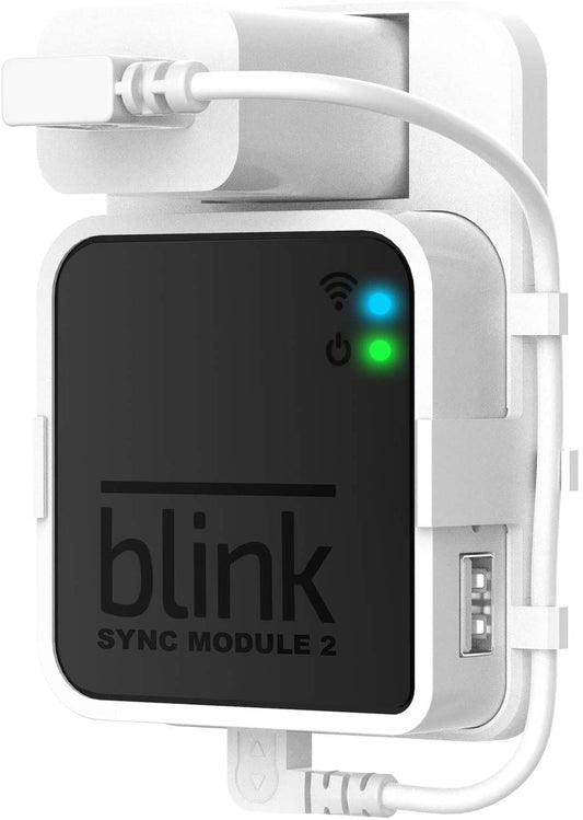 Outlet Wall Mount for Blink Sync Module2,Simple Mount Bracket Holder for All-New Blink Outdoor Blink Indoor Home Security Camera with Easy Mount Short Cable and No Messy Wires or Screws (White)