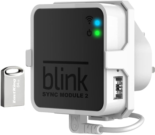 64GB USB Flash Drive and Outlet Mount for Blink Sync Module 2, Save Space and Easy Move Mount Bracket Holder for Blink Outdoor Blink Indoor Security Camera System (White)