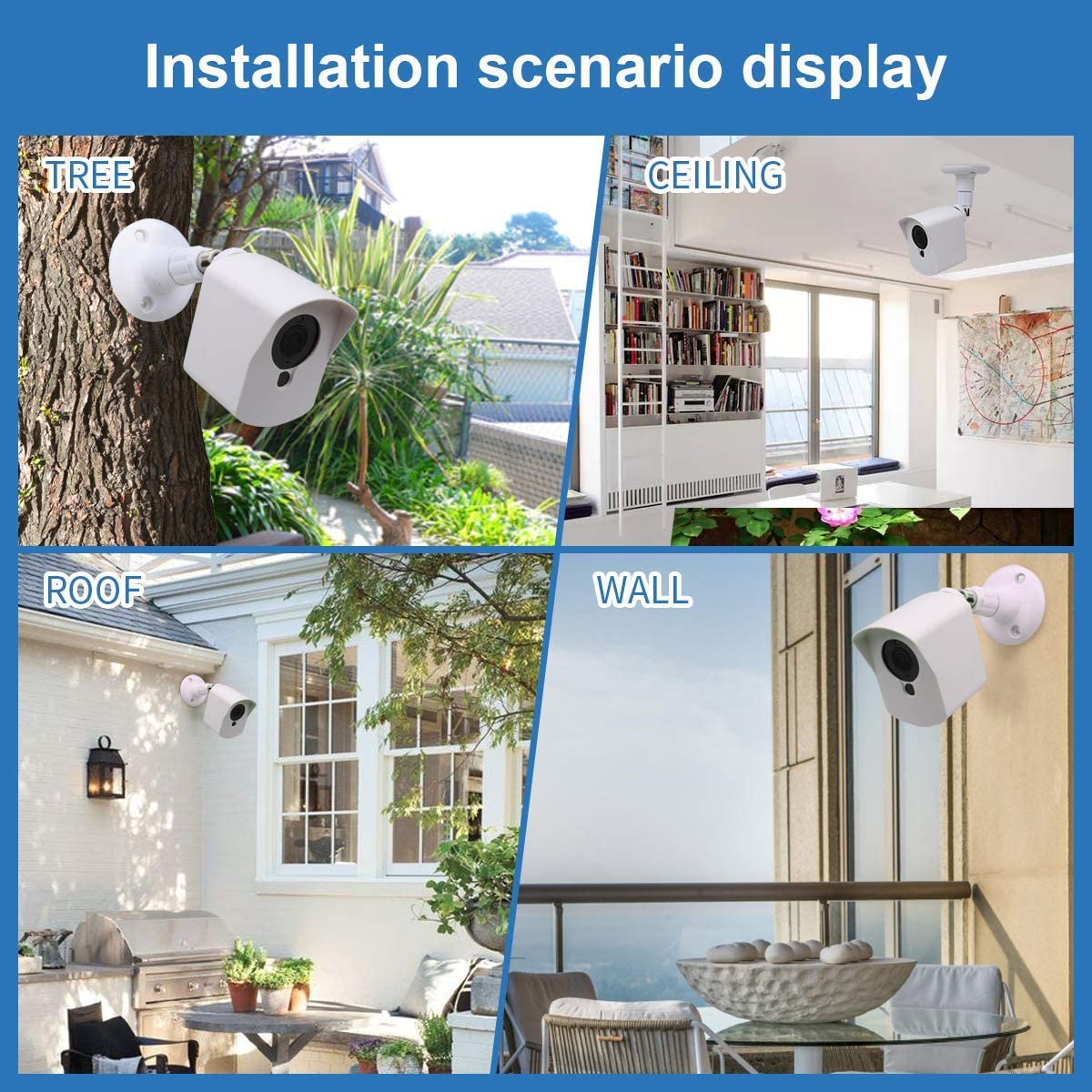 Neos SmartCam Wall Mount Bracket,Full Protective Weather Proof 360 Degree Adjustable Outdoor Indoor Mount and Cover Case for Wyze Cam V2 / Neos SmartCam（1Pack，White)
