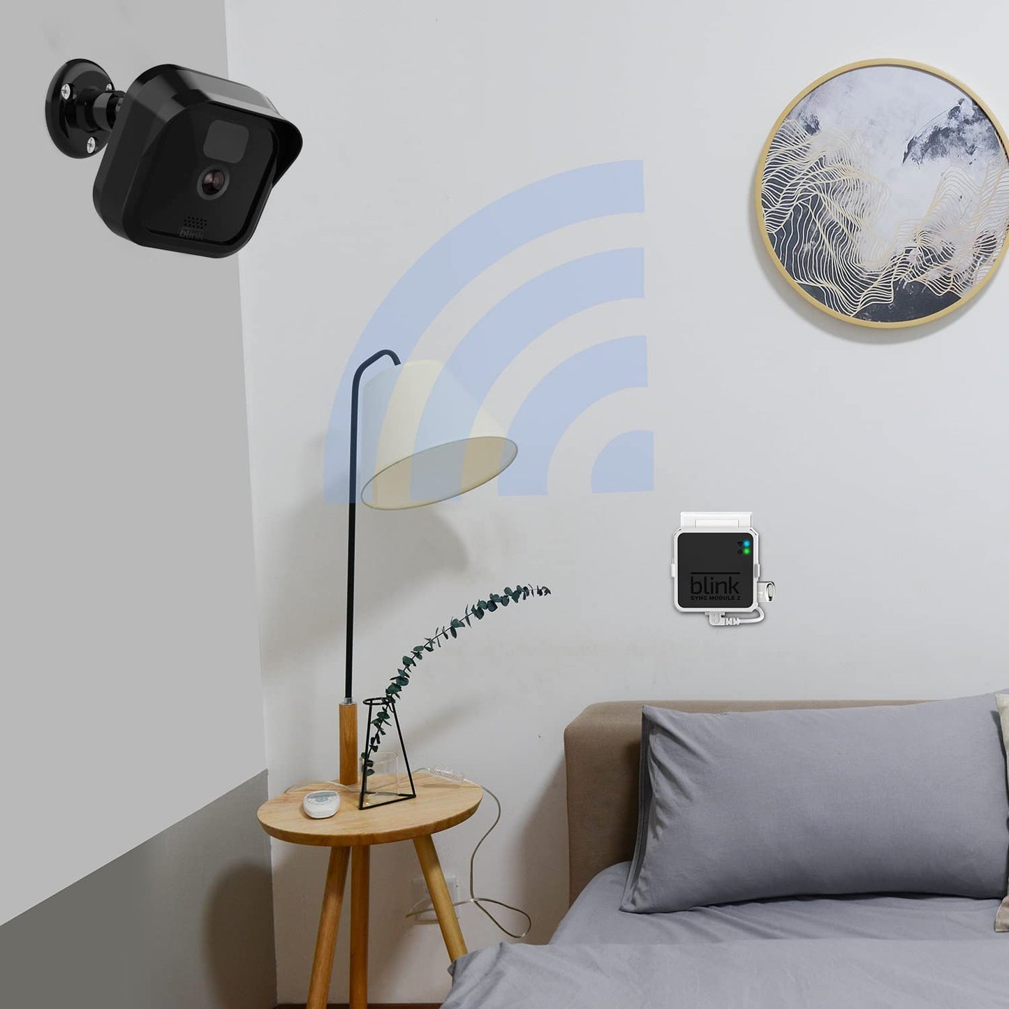 64GB USB Flash Drive and Outlet Mount for Blink Sync Module 2, Save Space and Easy Move Mount Bracket Holder for Blink Outdoor Blink Indoor Security Camera System (White)