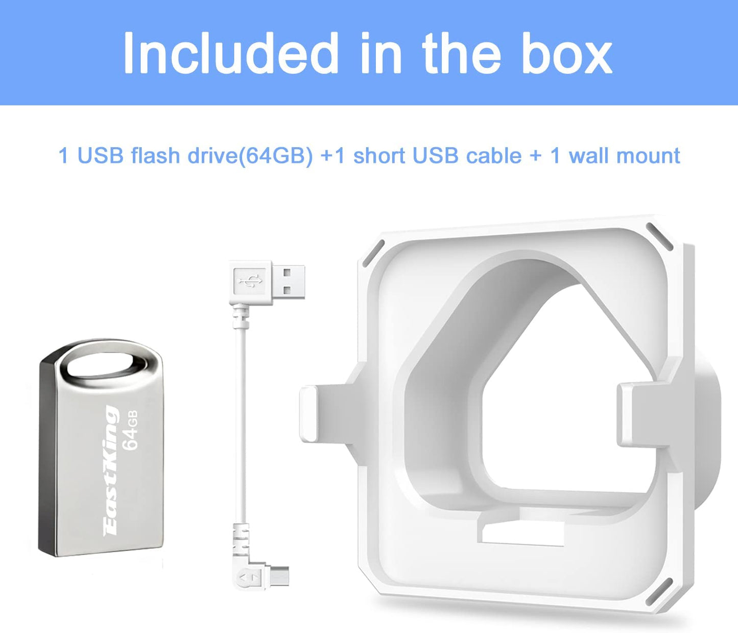64GB USB Flash Drive and Outlet Mount for Blink Sync Module 2, Save Space and Easy Move Mount Bracket Holder for Blink Outdoor Blink Indoor Security Camera System (White)
