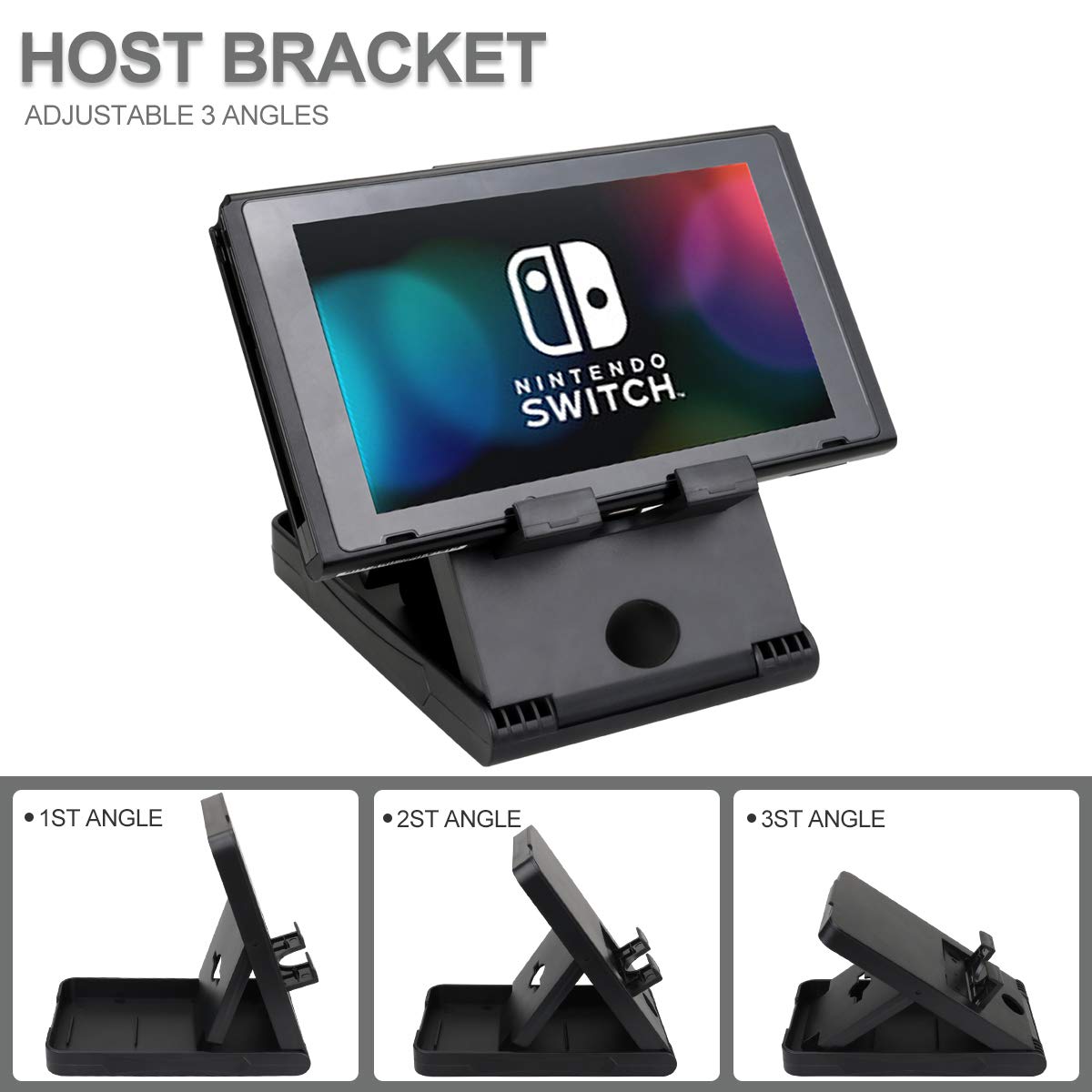 Switch Accessories Bundle, Kit with Carrying Case, Protective Case with Screen Protector, Compact Playstand,Game Case, Joystick Cap, Charging Dock, Grip and Steering Wheel for Nintendo Switch(10-in-1)