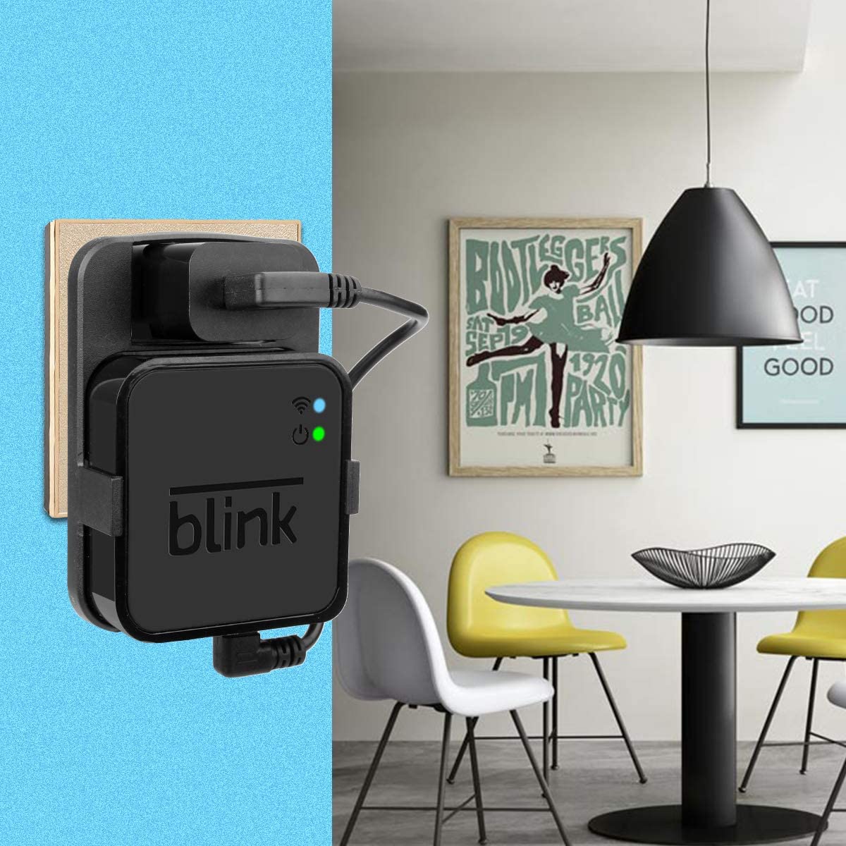 Outlet Wall Mount for Blink Sync Module2,Simple Mount Bracket Holder for All-New Blink Outdoor Blink Indoor Home Security Camera with Easy Mount Short Cable and No Messy Wires or Screws (Black)