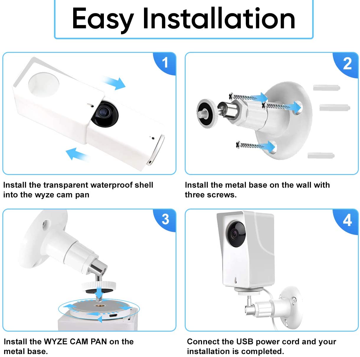 EastKing for Wyze Cam Pan Wall Mount Bracket with Silicone Case,Weather Proof 360 Degree Adjustable for Outdoor and Indoor Anti-Sun Glare and UV Protection Very Easy to Install