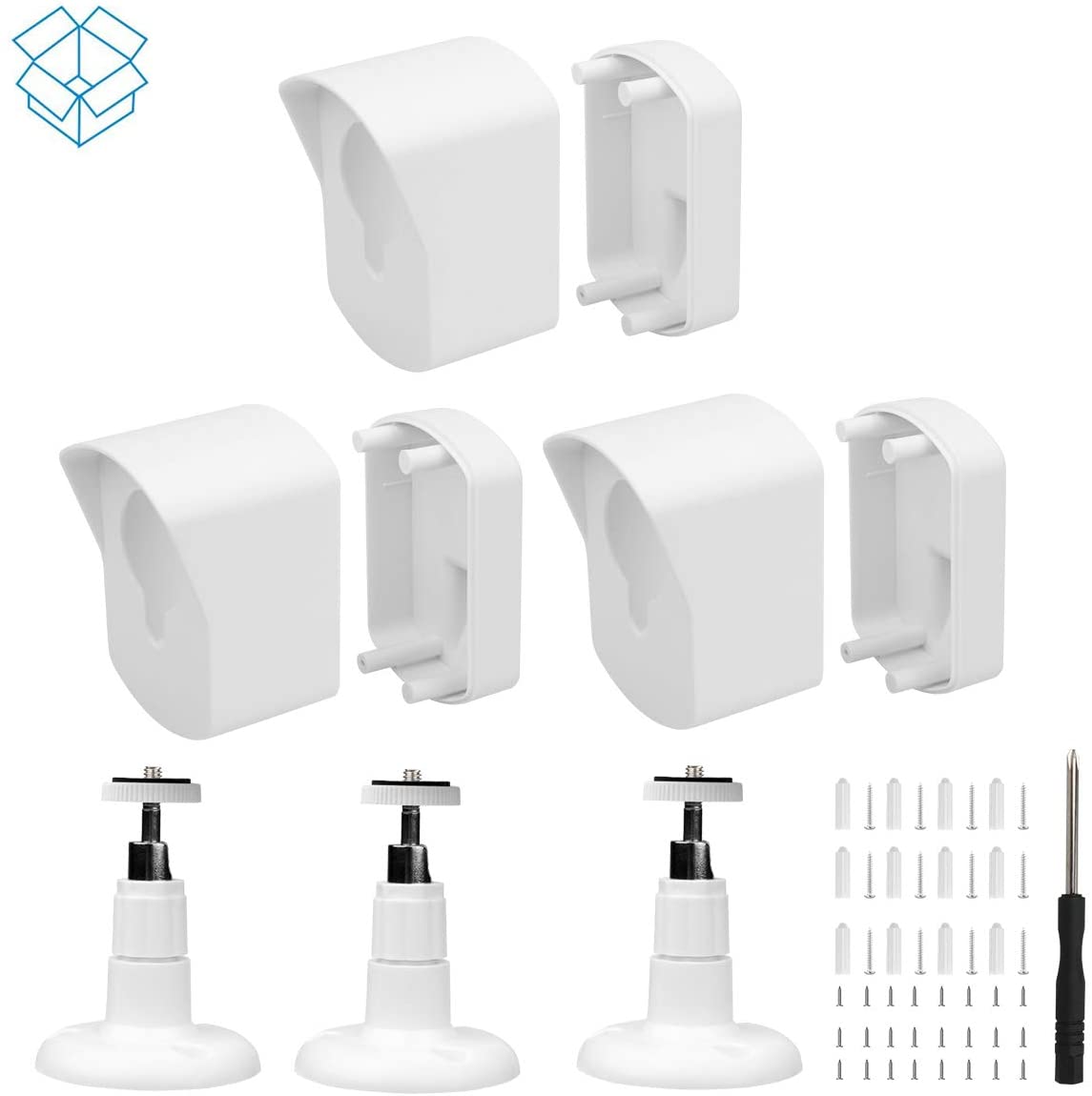 Neos SmartCam Wall Mount Bracket,Full Protective Weather Proof 360 Degree Adjustable Outdoor Indoor Mount and Cover Case for Wyze Cam V2 / Neos SmartCam（3Pack,White)